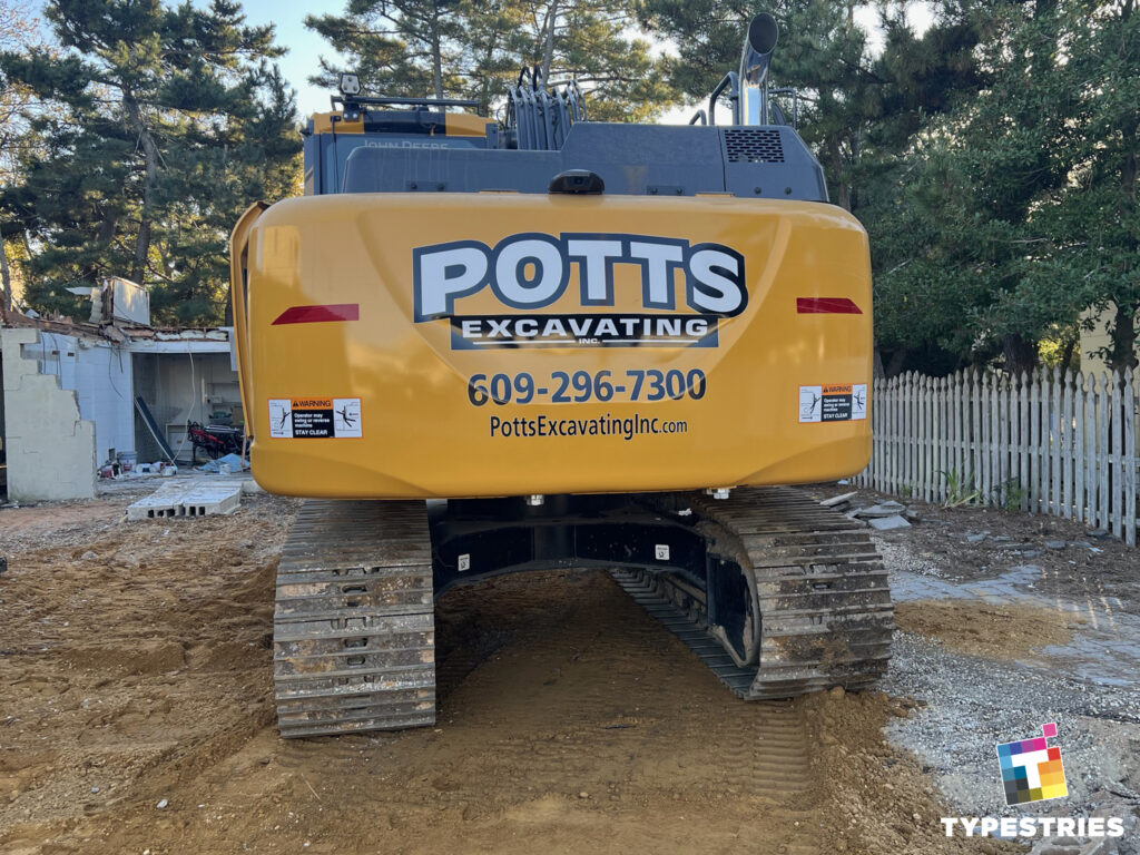 John Deere excavator branding wrap graphics