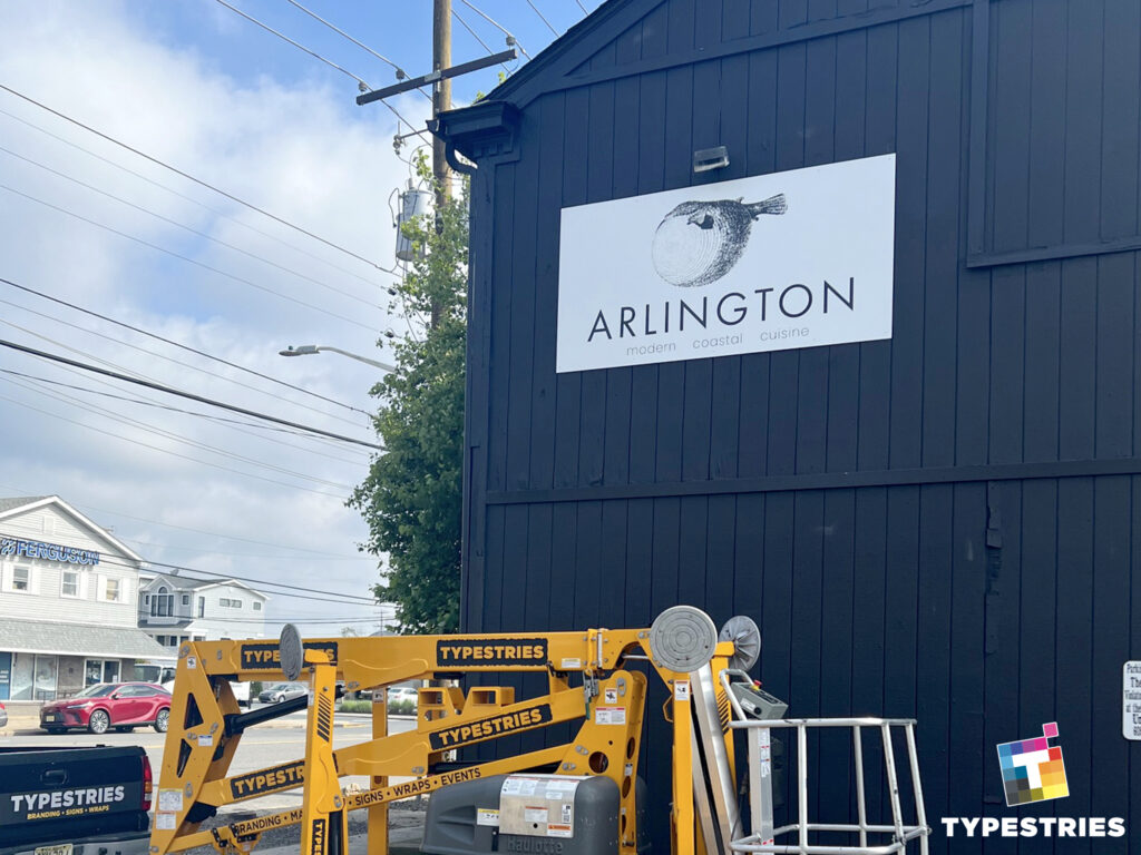 Typestries installs a restaurant wall sign Long Beach Island